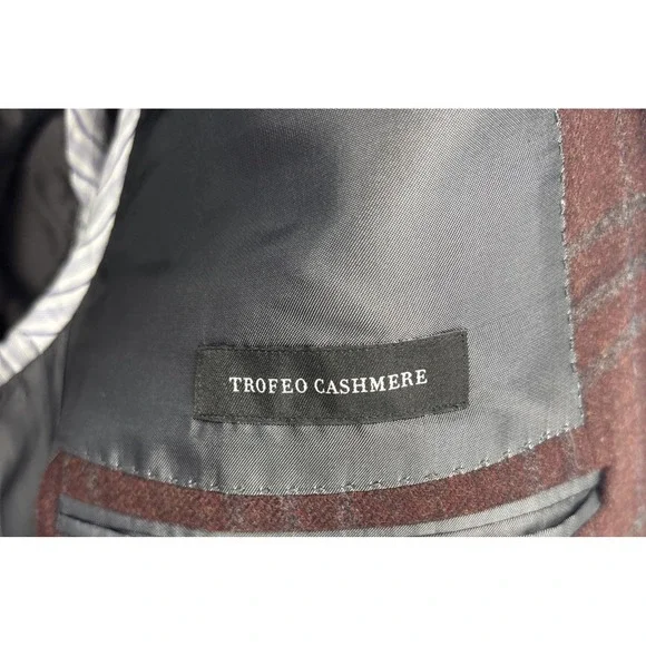 Ermenegildo Zegna Mila Blazer Mens EUR 54L US 44 L Red Plaid Wool Cashmere - Picture 3 of 14